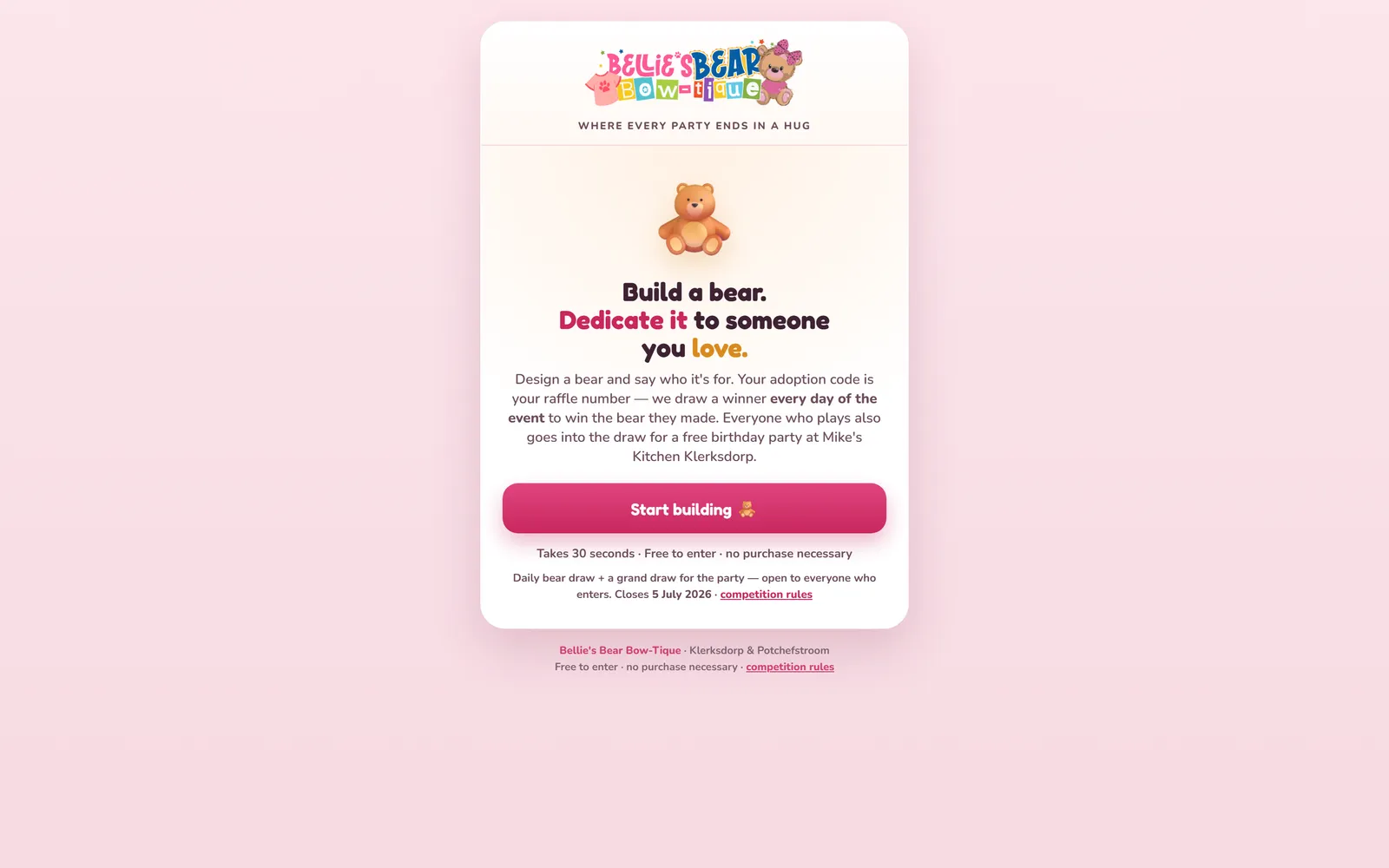 Bellie's Bear Bow-tique build-a-bear microsite