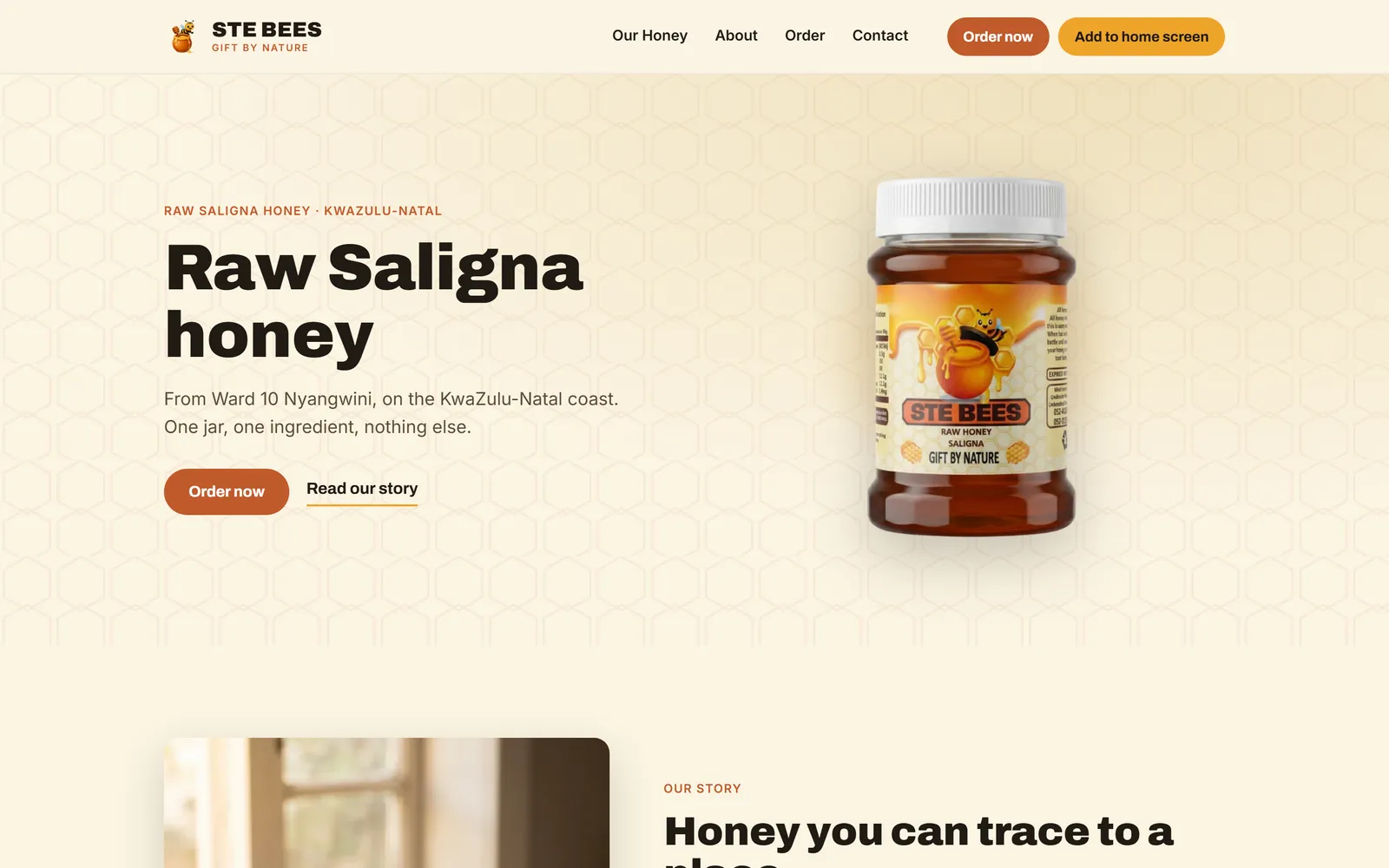 Ste Bees raw honey website home