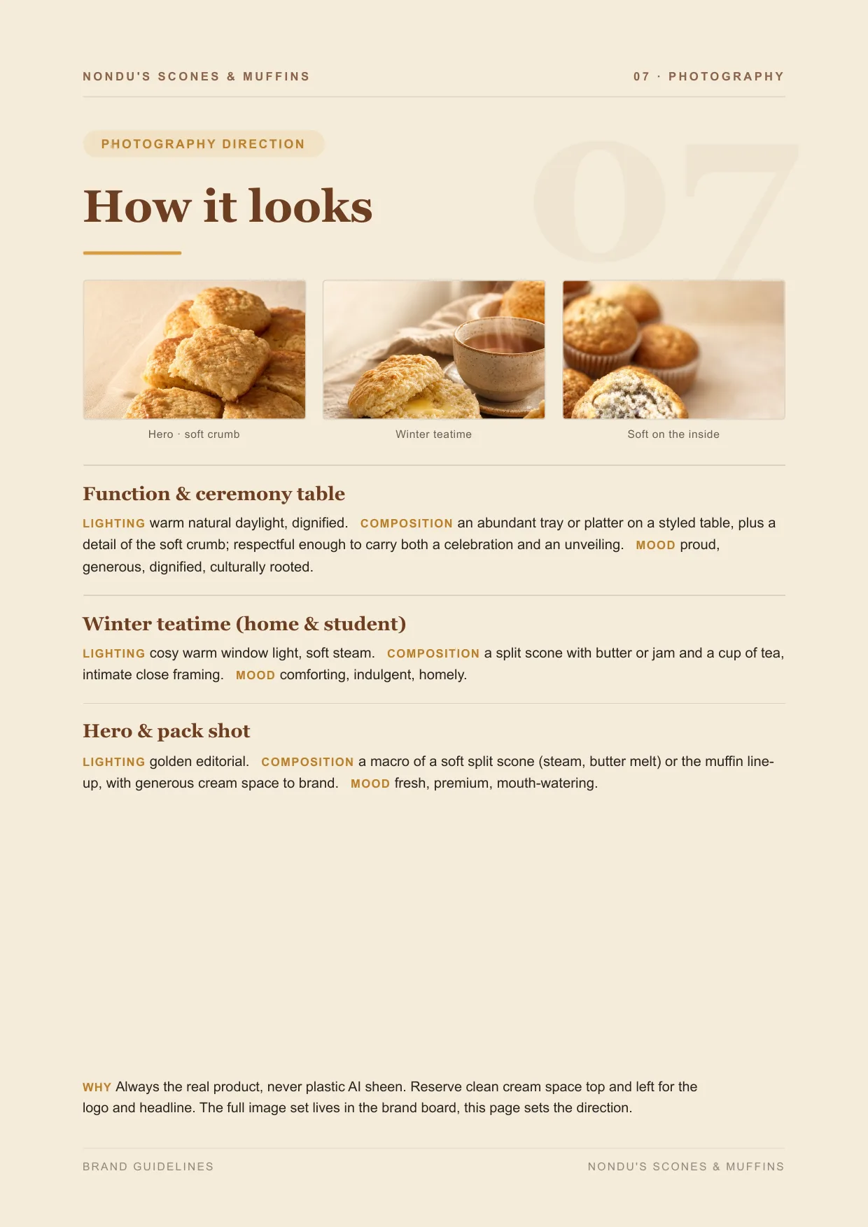 Nondu's brand guidelines, photography direction