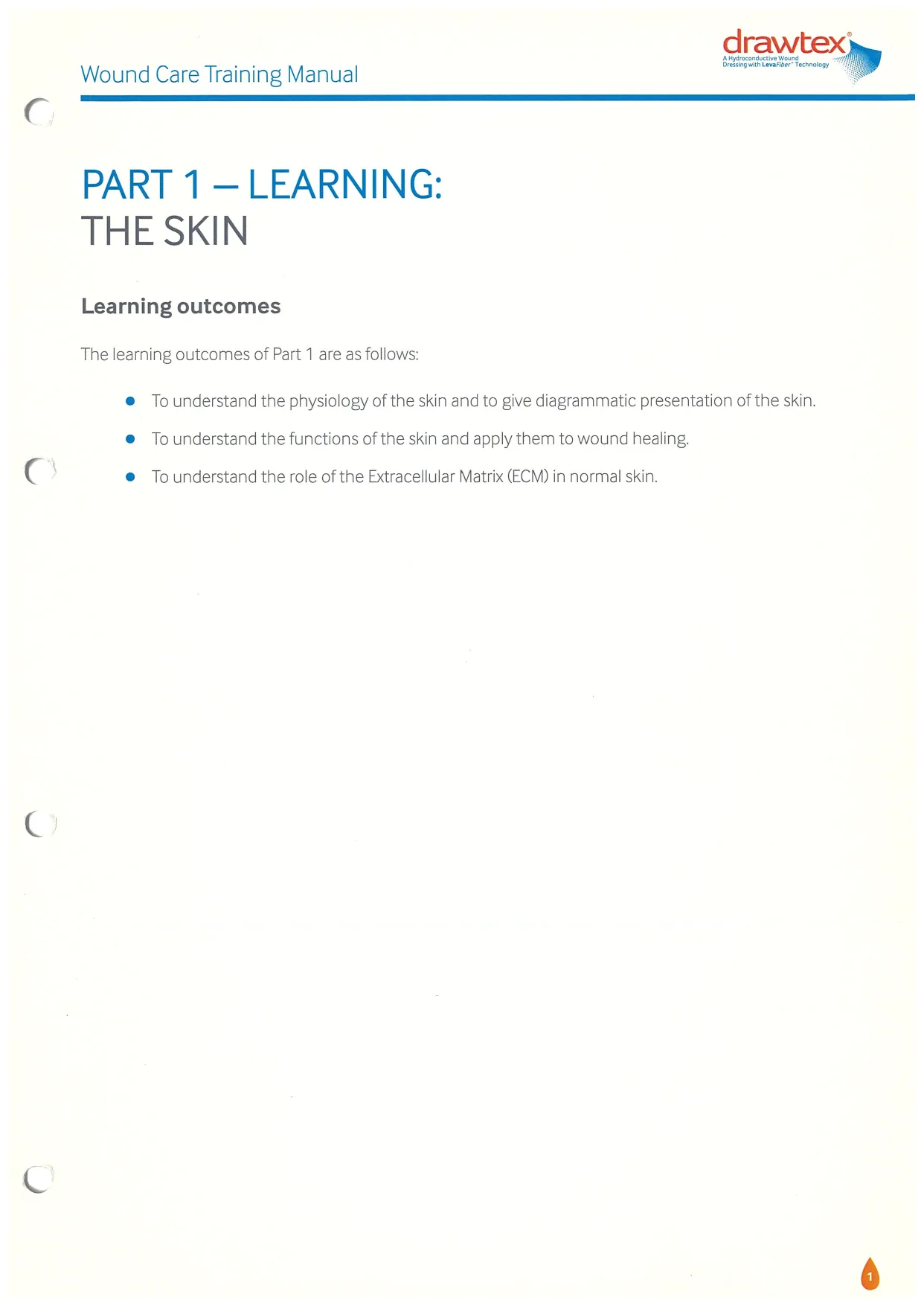 Original manual, Part 1 learning outcomes page